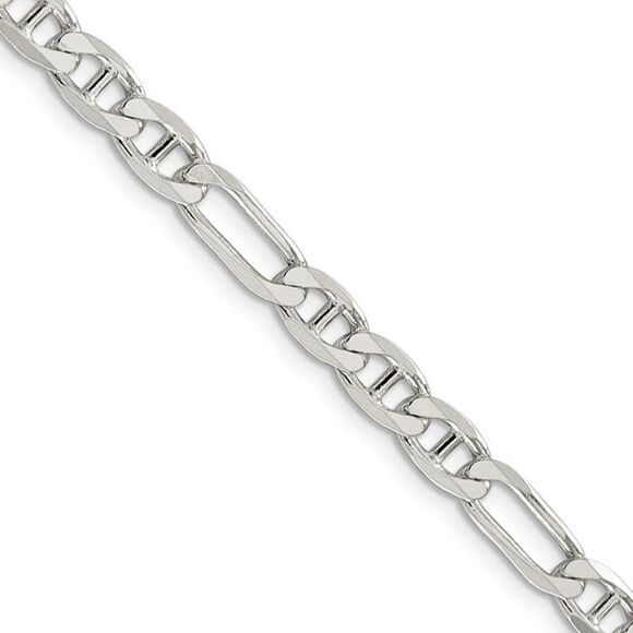 5.5mm Sterling Silver Solid Figaro Anchor Chain Necklace 24 Inch